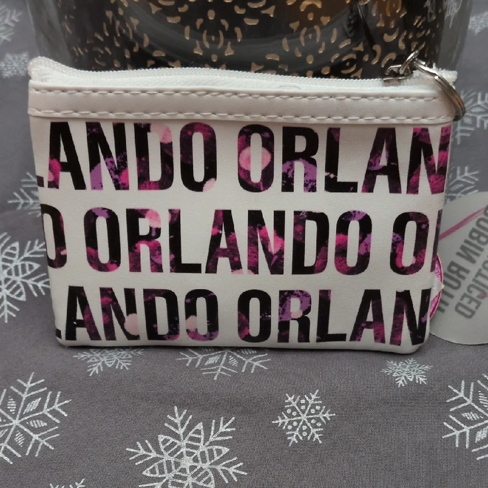 Robin Ruth Orlando Zipper Coin Pouch - White and Pink NWOT